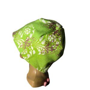 Mental Gear Green & Brown Patterned Beanie Y2K Snowboard 2000s Retro Winter Neon